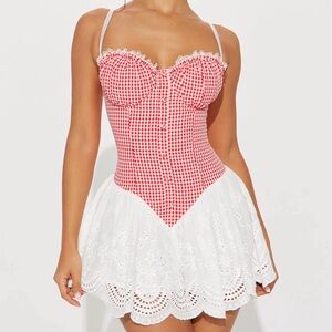 Red Gingham Corset Romper